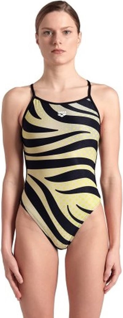Arena Multi Stripes Lace Back Badpak Dames - Zwart | Maat: 34