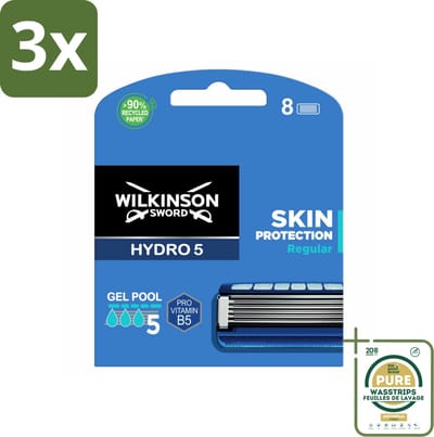 3 x Wilkinson Sword - Navulmesjes - Hydro 5 Skin Protection - Beschermend - 8 mesjes - Grootverpakking - Scheermesjes Mannen - Huidbescherming - Scheren Zonder Irritatie - Hydro 5 Skin Protection - Ultra Glide Mesjes