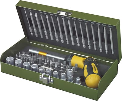 Ratel Bit Set met Schroevendraaier en Dopsleutels - 54 Stuks