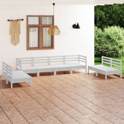 vidaXL - 8-delige - Loungeset - massief - grenenhout - wit