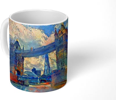 Mok - Koffiemok - Schilderij - Londen - Brug - Olieverf - Mokken - 350 ML - Beker - Koffiemokken - Theemok