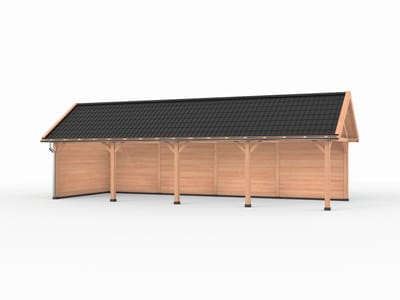 Douglas overkapping zadeldak, 1200 x 400, met achterwand en zijwand, Westwood Ruiter Premium