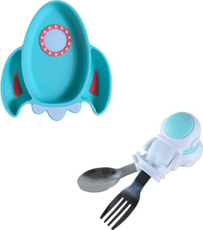 Sproudsy Serviesset Space - Kinderservies - Kraamcadeau - Baby - 2-delig - Turquoise