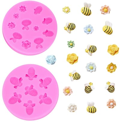 Dailygoods - Hummel, 2 stuks, fondant, bij, bakvormen, dieren, cakevorm, cupcake, siliconen vorm, gietvormen voor chocolade, muffin, snoep, marsepein, gelei, snoep, fudge decoreren