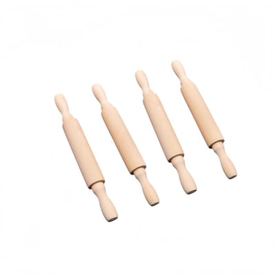 4 stuks - Mini deegroller - Afneembaar - Houten bakgereedschap - Ongeverfd - 20*2,5 cm - Natuurlijke houtkleur