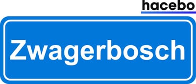 Hacebo - Plaatsnaam Sticker - 29x10 CM - Zwagerbosch sticker - Verkeersborden sticker - grappige cadeaus - Zwagerbosch