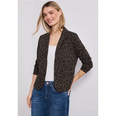Blazer met reverskraag en leopatroon