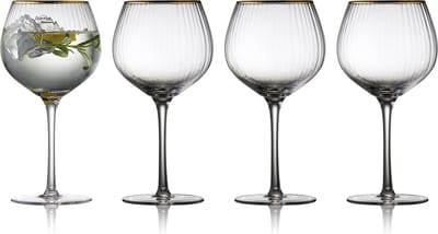 Lyngby Glas Palermo Gold gin glazen - 650 ml - set van 4 - drink- en cocktailglazen, grote bol glazen