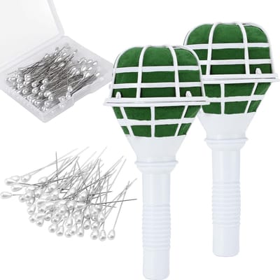 Boeket Houders - Bloemschikken Set - Bruiloft Decoratie - Inclusief Bloem Pinnen - 2 Houders 100 Pinnen