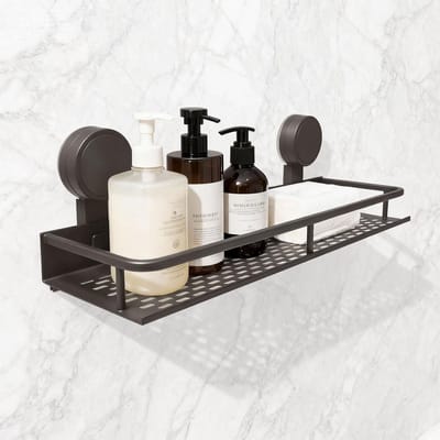 SnelShoppen - Shower Caddy Badkamer Rack met Zuignappen, Zonder Boren, 40 cm Lang, 10 kg Draagvermogen, Aluminium, Badkamer Organizer, Ruimtebesparend