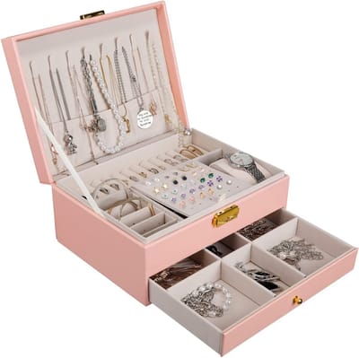 HEZIVO® Juwelenkistje - Sieradendoos - Juwelendoos - Sieraden Organizer - 2 Niveaus - Roze