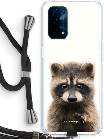 Case Company® - Hoesje met koord geschikt voor Oppo A74 5G hoesje met Koord - Rocco - Telefoonhoesje met Zwart Koord - Bescherming aan alle Kanten en Over de Schermrand