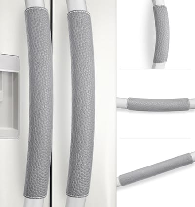 Koelkastdeurgreepbeschermer, set van 4, verstelbare handgreepbeschermer voor apparaten, houd uw keuken schoon, handgreepbeschermer voor magnetron en vaatwasser, antislip handgreepbeschermer voor koelkast (groot, grijs)