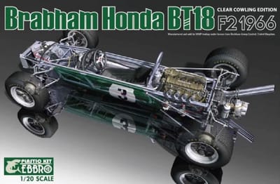 Ebbro 1:20 Brabham Honda BT18 F2 1966 – Modelkit (20025) - Modelbouwpakket 1/20 - clear cowling