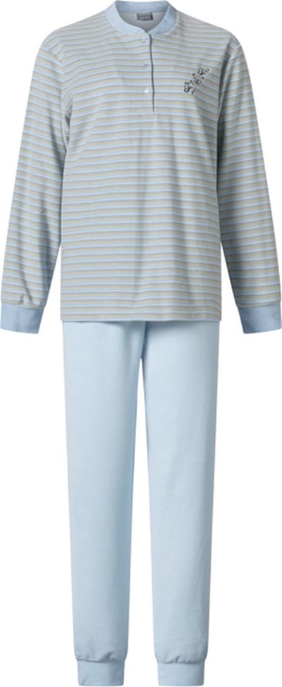 Lunatex - warme dames pyjama badstof 124228 - blauw - maat XXL