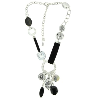 Behave Zilverkleurige ketting met velours