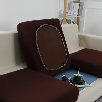Zwarte Bankzitkussenhoezen Voor Meubels Elastische Beschermhoezen Huisdieren Kinderen Wasbaar Verwijderbaar Woonkamer Banken Kussenhoes Normal Size (S)-1pc koffie