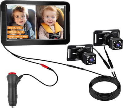 Babyautomonitor - Babycamera Auto - Veilig Reizen - Tweekanaals 1080p - 7 Inch Scherm - Zwart