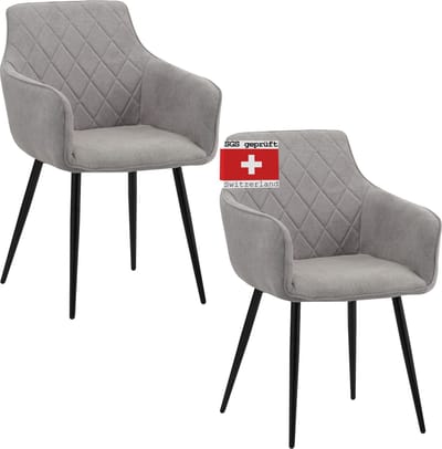 ALBATROS Eetkamerstoelen Sila, Set van 2 of 1 - Stijlvol Ontwerp, Bekleding van Stof, SGS-goedgekeurde Gestoffeerde Stoel - Moderne Keukenstoel, Eetkamerstoel of Eettafelstoel