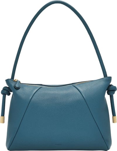 FOSSIL Leren Schoudertas Willa Leather Shoulder Bag Drizzle Blauw