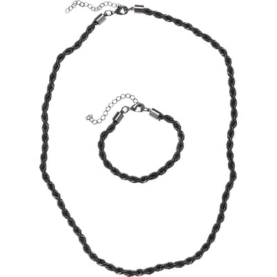 Urban Classics - Charon Intertwine Ketting en armband set - Zwart