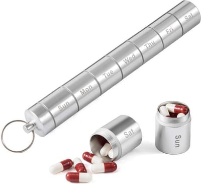 WiseGoods Luxe RVS Pillendoos 7 Dagen - Pillendoosje Organizer - Pillendoosjes - Organizers - Medicatiedoosje - Medicijnen Doosje