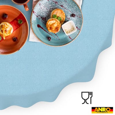 ANRO Tafelkleed Effen linnenlook Blauw Ovaal 220x140cm Rechte rand Afwasbaar Waterafstotend