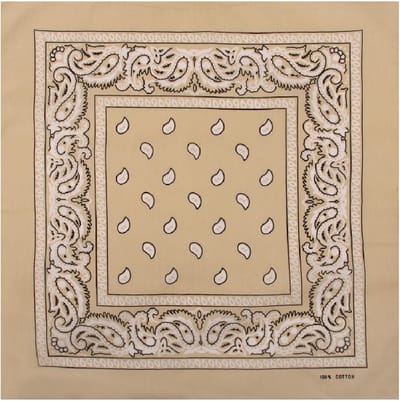 Haarsoires Haarband Bandana Zakdoek 55cm – Paisley Print – Beige - Multifunctioneel Accessoire voor Haar, Festivals en Mode - One Size & Unisex