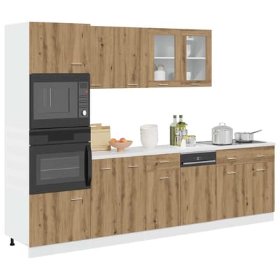 vidaXL - 7-delige - Keukenkastenset - Lyon - bewerkt - hout - artisanaal - eikenkleurig