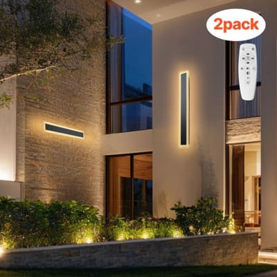 VEVOR Wandlampen, 2-pack, 600 mm lange strips, moderne buitenwandlampen, 2700 K - 6000 K, IP65 waterdicht, roestvrij, dimbare wandlamp, voor thuis, veranda, tuin, terras en garage
