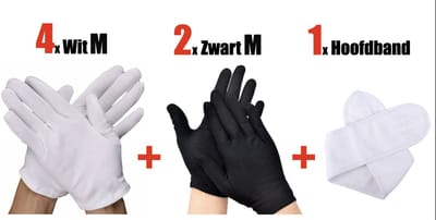 6 Stuks/3 Paar Witte Katoenen Handschoen - Katoenen Handschoen Wit – Munt Handschoen - Medium - Gezondheidszorg - Ziekenhuis - Beauty Center - Kapper - Jewelry - eczeem - allergie – juweliers – Handschoenen 100% Katoen maat M + 1Pcs Hoofdband