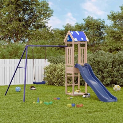 Speeltoren met Glijbaan - Speelhuisje Schommel - Buiten Spelen - Massief Grenenhout Frame - 238 x 321 x 208 m