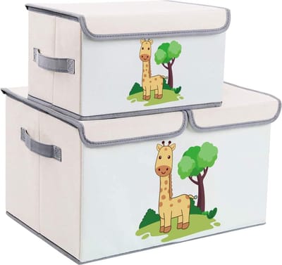 2 stuks opbergdozen voor kinderen met deksel, grote speelgoedkist, opbergkist met handgrepen, opvouwbare opbergdozen voor kinderkamer, boeken, kleding, speelgoed