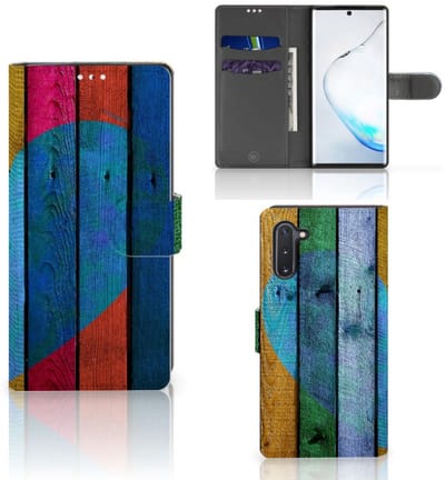 Samsung Galaxy Note 10 Book Style Case Wood Heart - Cadeau voor je Vriend