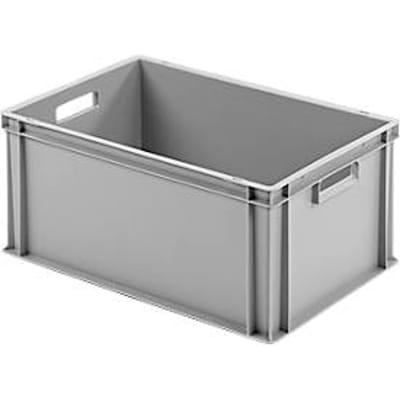 Ringoplast kunststof kratten serie Unista L280, door handgrepen, geribbelde bodem, L 600 x B 400 x H 280 mm, grijs