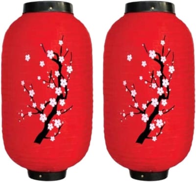 Papieren Lantaarns - Japanse Decoratie - Feestelijke Sfeer - Handgemaakt Ambacht - 55x30x30cm - Rood