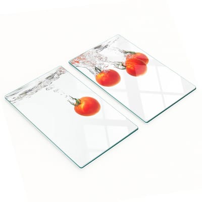 Decoratieve snijplanken van gehard glas voor tomaten onder water, 2x30x52 cm
