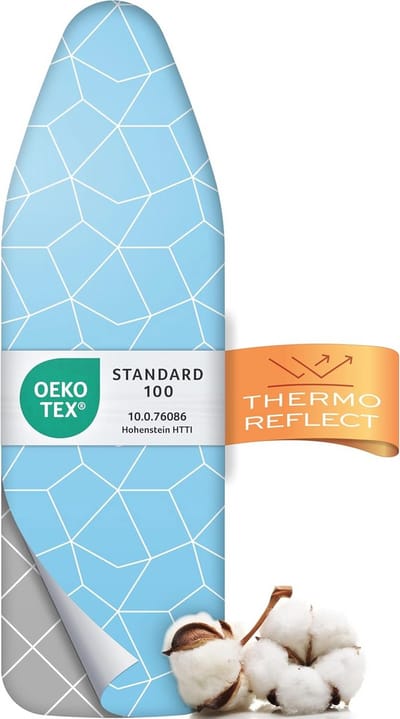 Warmtereflecterend strijkplankovertrek 130x45 - Sneller strijken met eenvoudig te monteren elastiek - 2x comfortvulling - OEKOTEX100 | Maat L