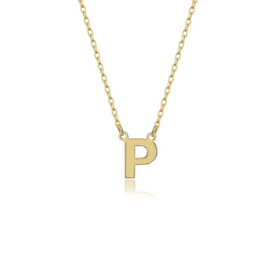 Letter P Initial Gold Plated Ketting Zilver (925 sterling) Trendy Minimalistisch Combi Bedel Goudkleurig D