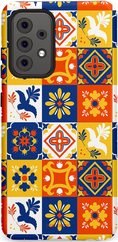 Casetastic Hoesje Geschikt voor Samsung A52 (4G/5G/s) - Stijlvolle Beschermende Duo-layer Case - Mediterraanse Tegels