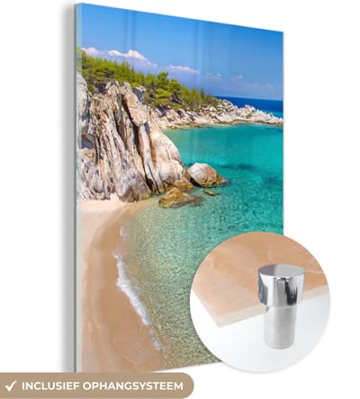 MuchoWow® Glasschilderij 30x40 cm - Schilderij acrylglas - Zee - Strand - Zomer - Foto op glas - Schilderijen