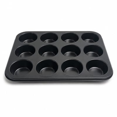 KOZIE Muffinvorm voor 6 Muffins – PFAS-vrij – Anti-aanbak Bakvorm – Cupcakevorm – Metaal – Antraciet