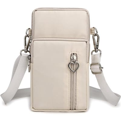 Mobiele Telefoon Tas Dames Mini Crossbody Tas Dagelijkse Multi-laags Rits Portemonnee Casual Buiten Reistas gebroken witte kleur