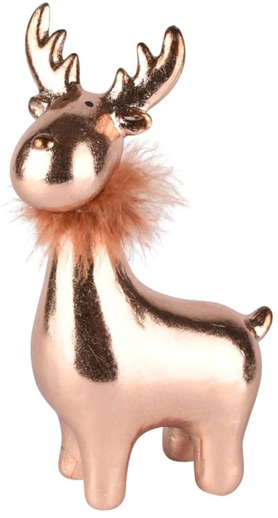 Dekoratief | Rendier staand m/fluffy kraag, brons, TC, 13x8x22cm | A255408