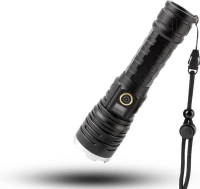 AERBES Zaklamp - Led scherm - Militaire - 1000 Lumen - Waterproof - Zwart - met Koort - Oplaadbaar - Telefoon