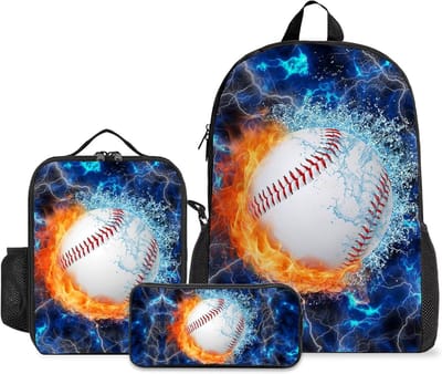 Schooltas Set Kinderen - Rugzak Lunchbox Etui - Schoolbenodigdheden Dragen - Drie Delig - 43 cm Hoogte - Blauw