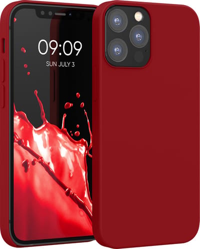 kwmobile telefoonhoesje geschikt voor Apple iPhone 12 / iPhone 12 Pro - Hoesje met siliconen coating - Smartphone case in rabarber rood