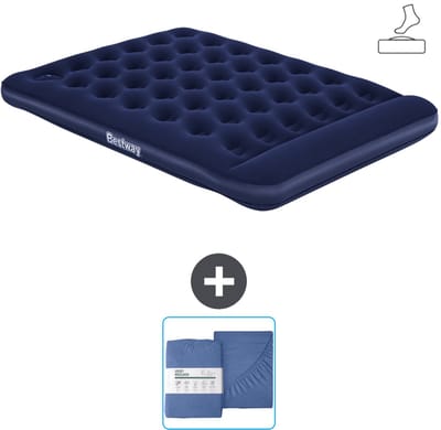 Bestway luchtbed - 2-Persoons - 152 x 203 x 28 cm - Blauw - Inclusief pomp en Hoeslaken