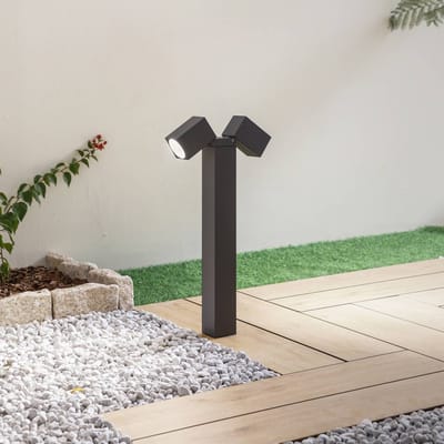 Lindby - Sokkellamp - 2lichts - Aluminium - H: 50 cm - GU10 - antraciet