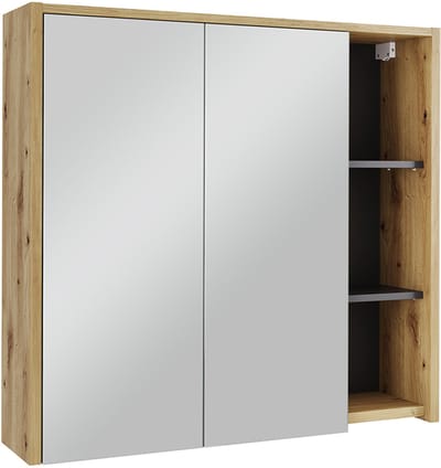 Vicco Viola Badkamerspiegelkast – 80 x 75 cm met open vakken Artisanaal/grijs